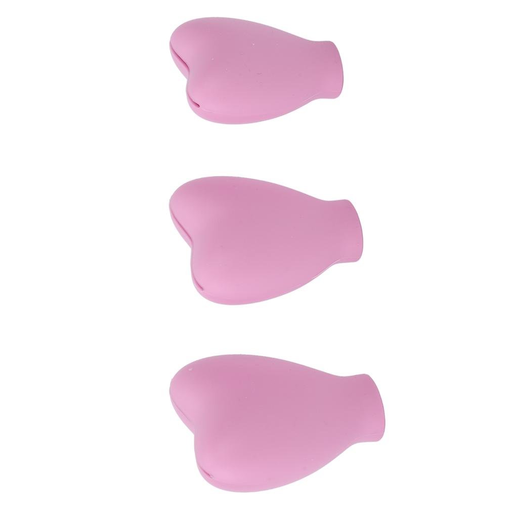 3pcs Makeup Brush Cover Portable Silicone Hrt Shaped Cosmetic Brush Guard for Women Girls