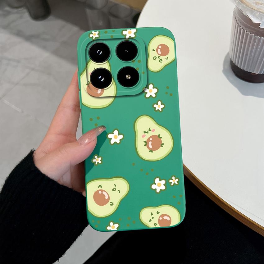 For Xiaomi 17 14 14T 15 15T Pro Poco C71 C75 M7 M8 F7 F8 Phone Case Cute Flower Avocado Pattern Shockproof Silicone Back Cover Shell For Xiaomi Casing