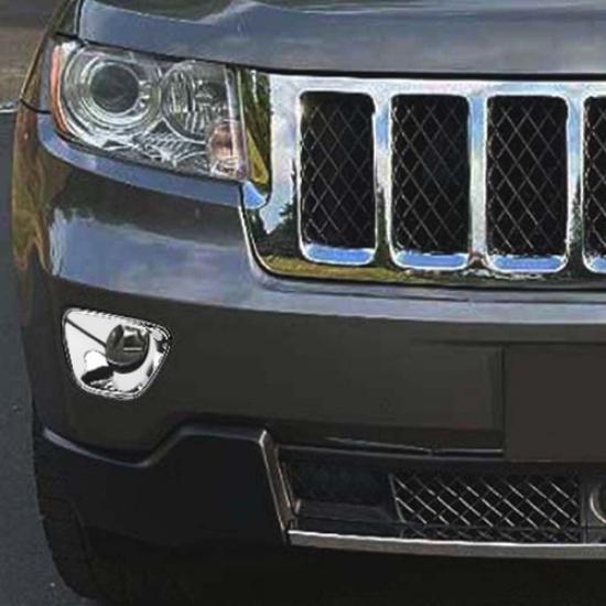 Chrome Left+Right Fog Light Lamp Cover Bezels Trim For 11-13 Jeep Grand Cherokee