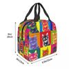 Bunte Katze Tragbare Lunchboxen für Frauen Wasserdicht Pop Art Kühltasche Thermisch Isoliert Lunchtasche lunchbag