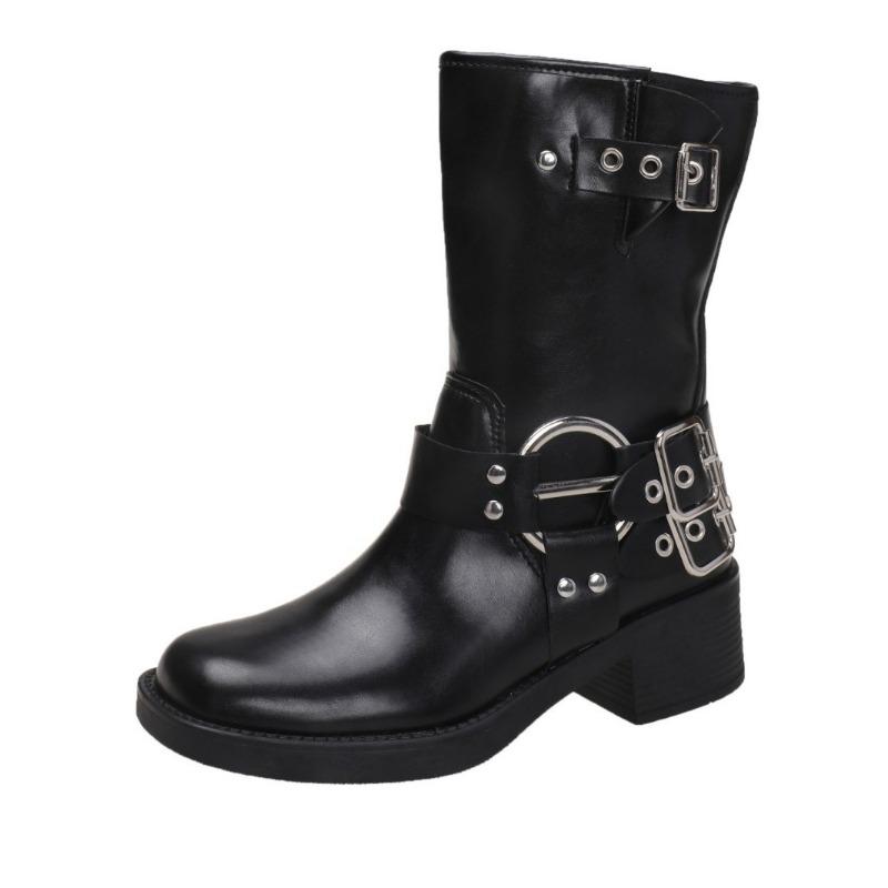 Black platform Martin boots women's spring and autumn new retro western cowboy boots short boots knight boots