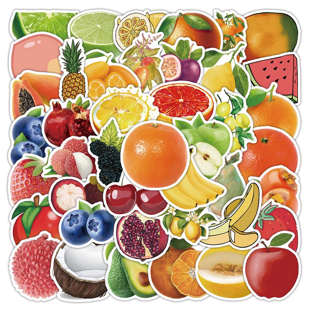 60 Cartoon Fruit & Vegetable Stickers: Waterproof, Perfect for Refrigerator, Vase, Journaling Material.