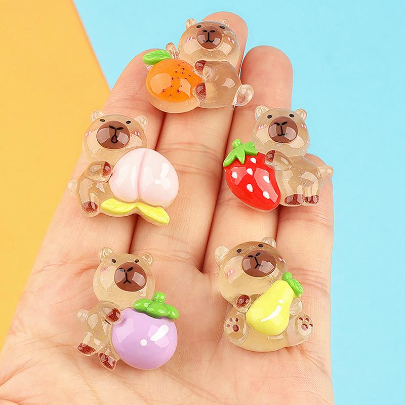 Kawaii Luminous Capybara Car Ornaments Dollhouse Mini Scene Decor Micro Landscape Ornaments Diy Desktop Decoration Toys
