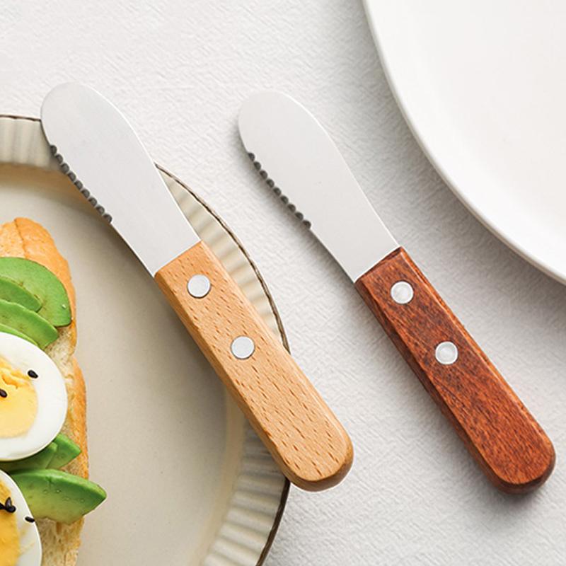 Butter Knife Stainless Steel Butter Knife Spreader with Wood Handle Sandwich Cream Cheese Knife Jam Condiment Spatula Tableware