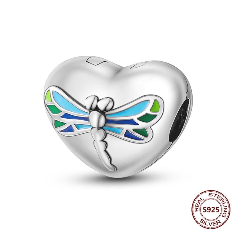 Butterfly Charm copper Authentic Pink Blue Zircon Fly Butterflies Safety Chain Clip Charm Bead Charms Compatible With Bracelets Do It Yourself Jewelle