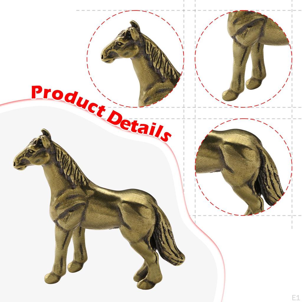 Horse Statue Tea Pet Ornament Art Brass Miniature Sculpture Animal Figurine for Restaurant