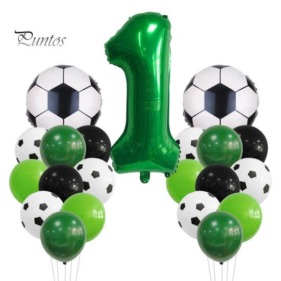 1 Set Balloon Set Soccer Number Shape Leakproof Contrast Color Sport Fans Baby Birthday Party Decoration Arch Balloon Photo