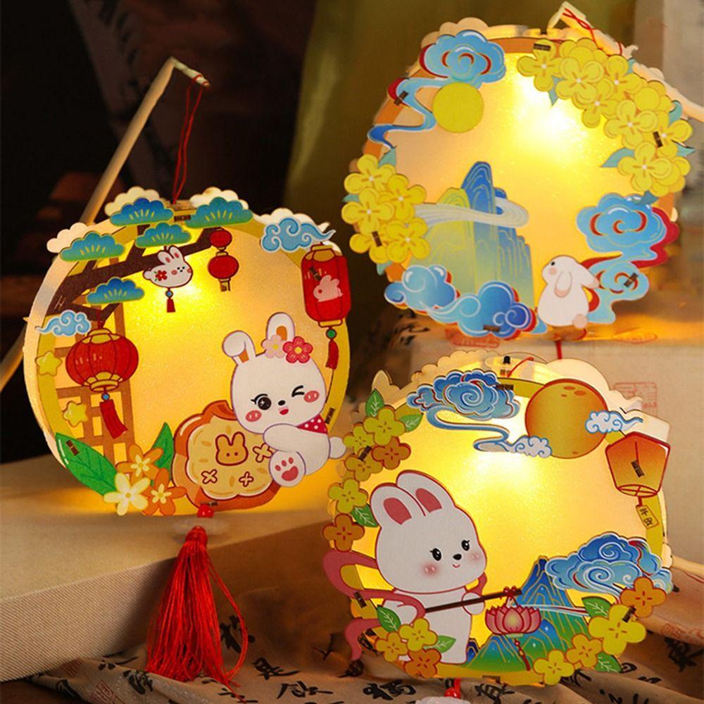 Wooden Festival Lantern Material Pack Creative Ancient Style Rabbit Lantern  Party Supply