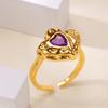Zircon Geometric Texture Irregular Heart Rings For Women Gold Color Stainless Steel Heart Ring Wedding Christmas Jewelry Gift