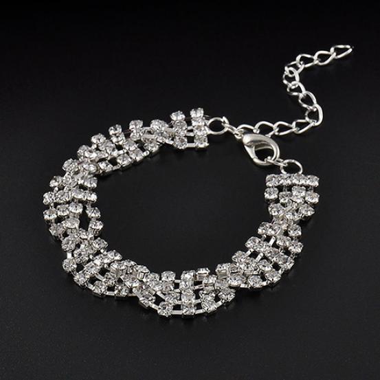 Fashion Women's Gold Silver Plated Clear Crystal Chain Bracelet Bangle Jewelry AVE