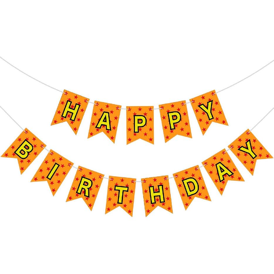 VitalCozy Anime Theme Dragon Happy Birthday Bunting Banner Pre-string with Black Letters Birthday Decoration Banner for Anime Party Supplies