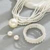 Fashion multi-layer pearl necklace bracelet niche design collarbone chain elegant temperament new item decoration set