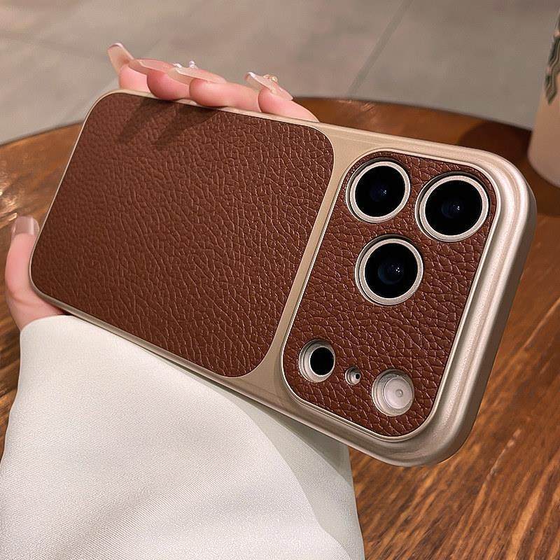 Applicable to iPhone18PROMAX mobile phone case, lychee pattern leather, Apple 17 Corning matte all-inclusive protective case 16.