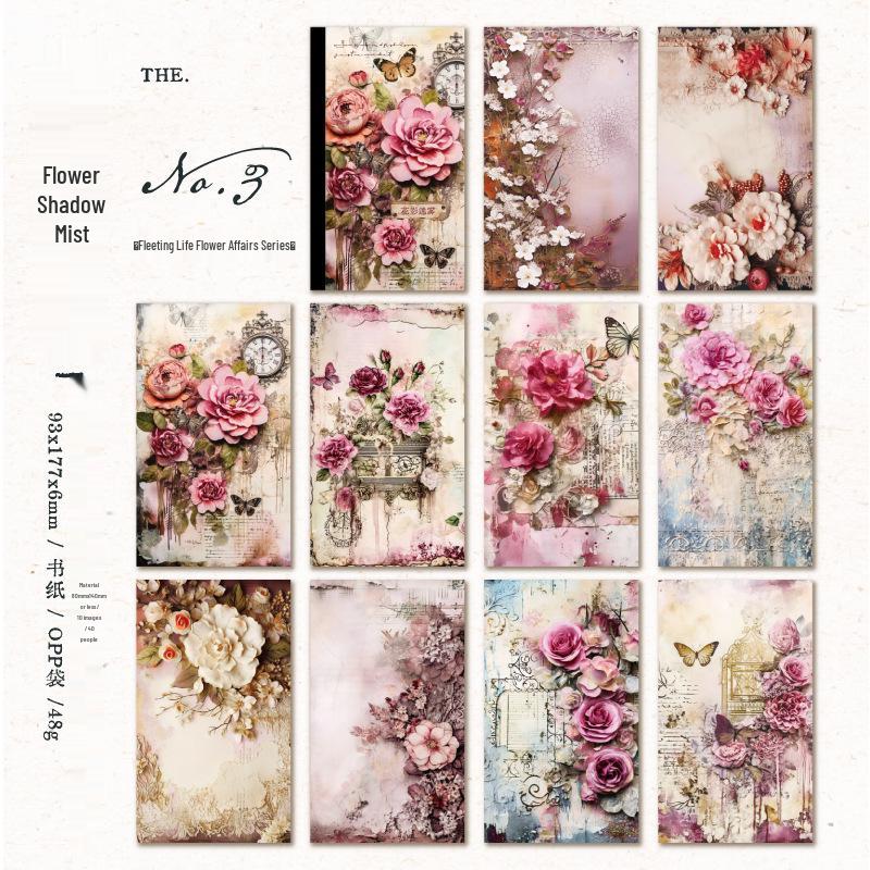 Yan Ji Retro Journal Decoration Pack: Fuyusheng Huashi Series, 40 Sheets, 6 Styles Available.