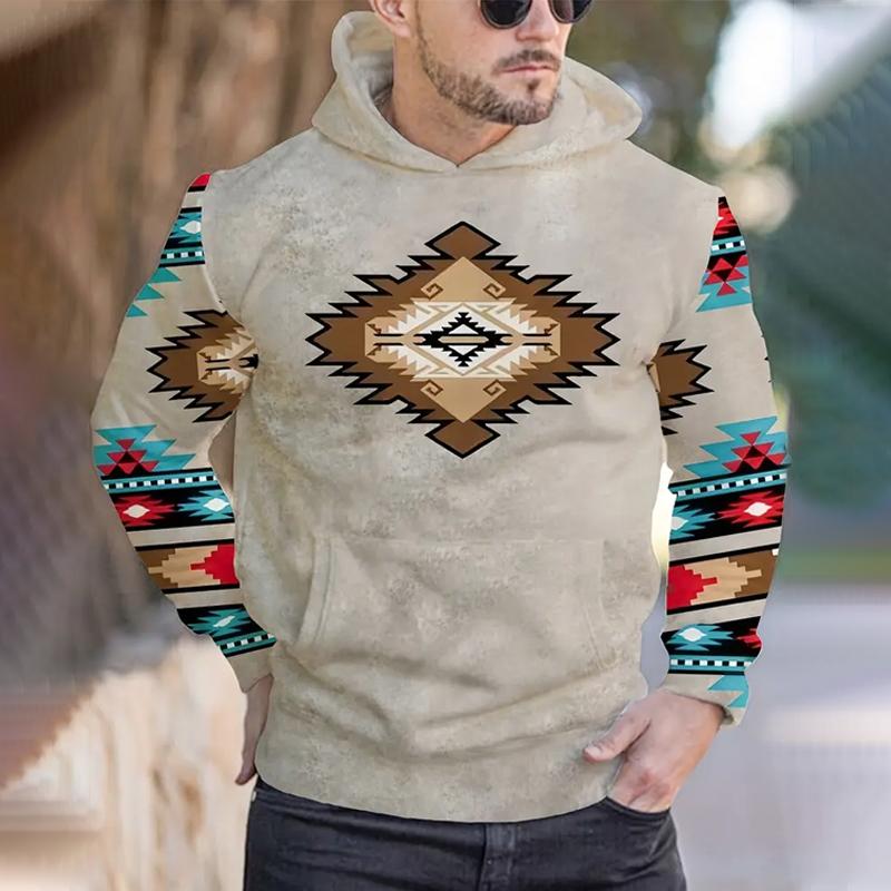 Spring and Autumn Men's Plus Size Fashion Southwest Ethnic Style Comfortable Hoodie