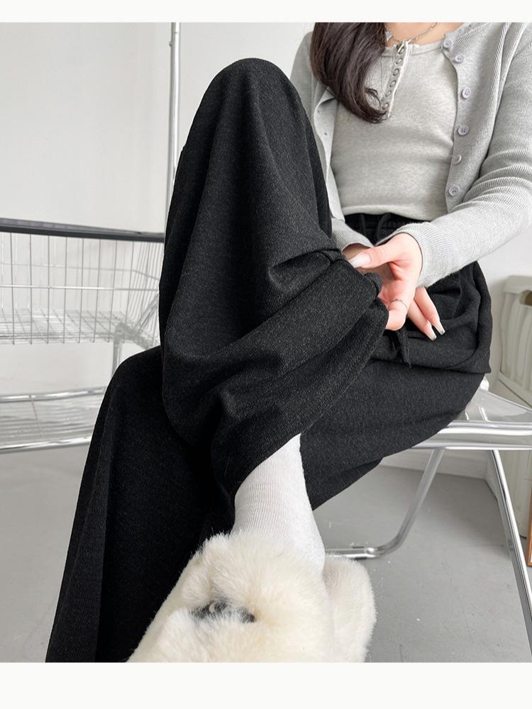 2024 Women's Glutinous Rice Wide-Leg Pants - Spring/Autumn Casual Loose Straight-Leg Style