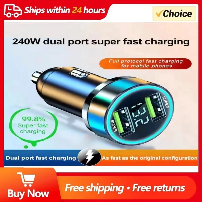 2 Port Super Fast USB Car Charger ForiPhone 14 Pro Max 13 12 11 Samsung S23 S22 120WQuick Charging Adapter