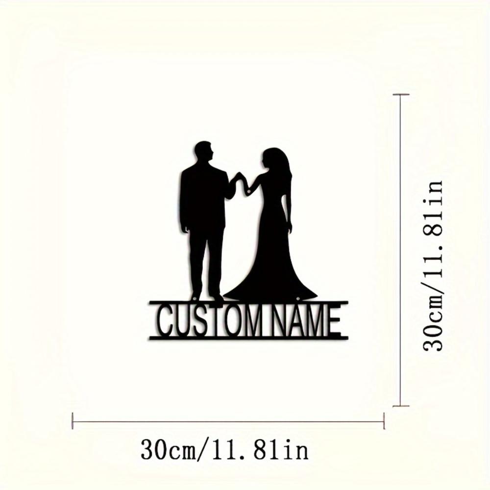 Custom Last Name Sign Metal Wall Art for Wedding Couple Romantic Gift Home Decor