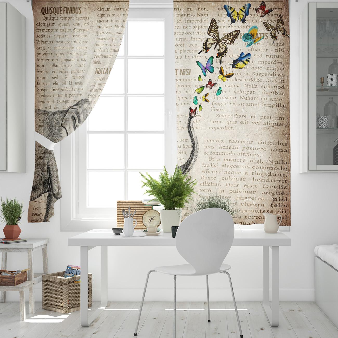 Газетный слон Шторы для гостиной Декоративные элементы Гостиная 135W x 60H(cm) — фото 4