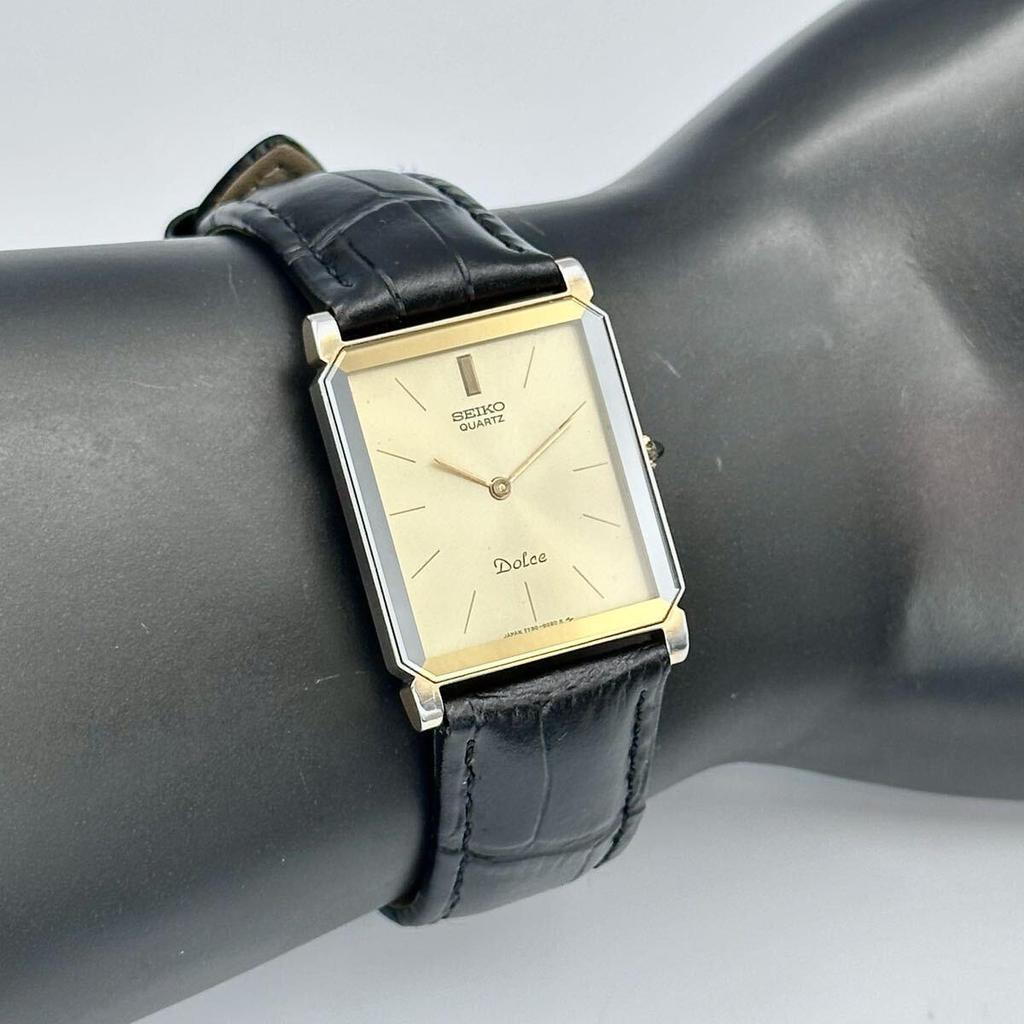 Used [Thin Octagon New Battery Operation] SEIKO/Seiko DOLCE/Dolce 7730-5020 Quartz Gold Dial Men's Watch Watch JAPAN Vintage