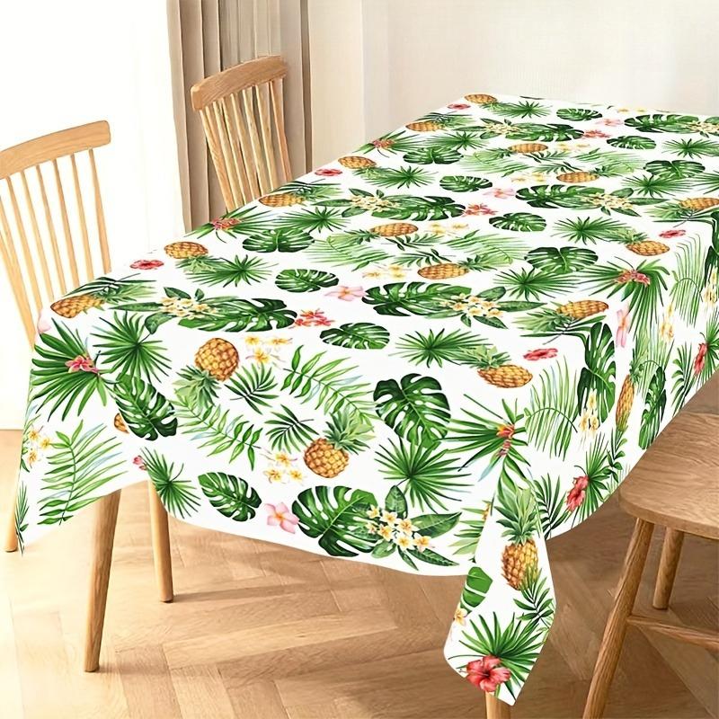 Summer Tropical Palm Leaf Pineapple Rectangle Tablecloth Home Table Decor Reusable Kitchen Dining Tablecloth Wedding Party Decor