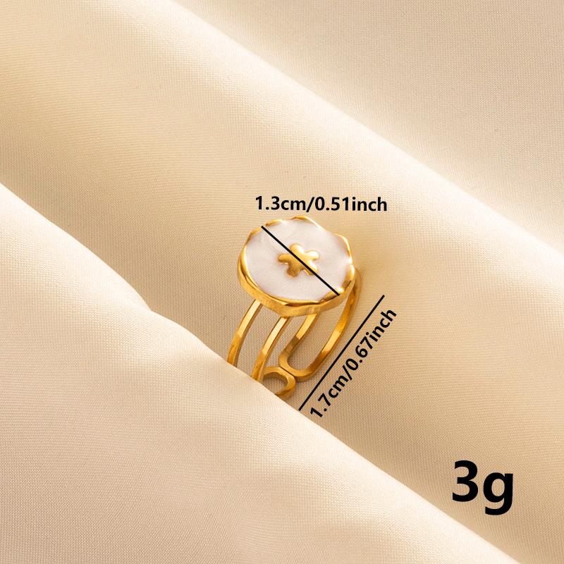 Bohemian Gold Color White Enamel Open Rings Luxury Irregular Stainless Steel Adjustable Finger Ring Women Charm Jewelry Gifts