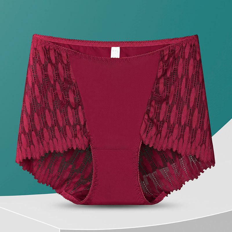 Big Size Female Summer Sexy Lace Hollow Ice Silk Fight Receive Abdomen Lift Hip High Waist Triangle Briefs