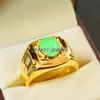 Jade Oval Cut With 925 Sterling Silver Gold Plated Ring For Men's #B142 JL375671581079