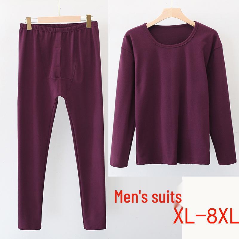 Men's Thermal Plus Velvet Innerwear Set: Double-Sided Brushed Warm Top and Pants, Plus Size.