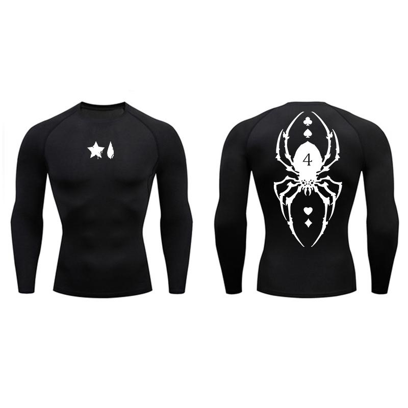 

Spider Print Compression Shirt for Men Sporty Quick Dry Long Sleeve Tees Tshirt Tops Gym Workout Fitness Undershirts Baselayers M