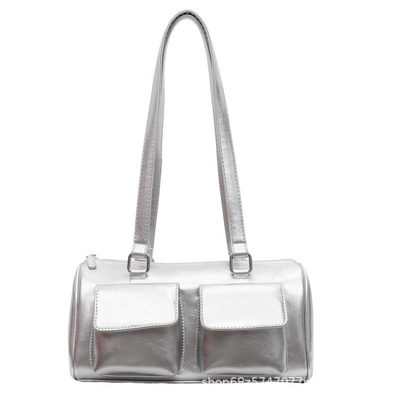 2025 New Niche Design Retro Handbag Bag Korean Version Fashion Ins Double Pocket Large Capacity Underarm Shoulder Bag