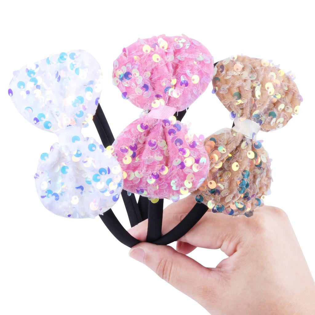 Glitter Bow Headband for Girls Red Bowknot Hair Bands Halloween Christmas Party Cosplay Costume Gifts for Teen Women