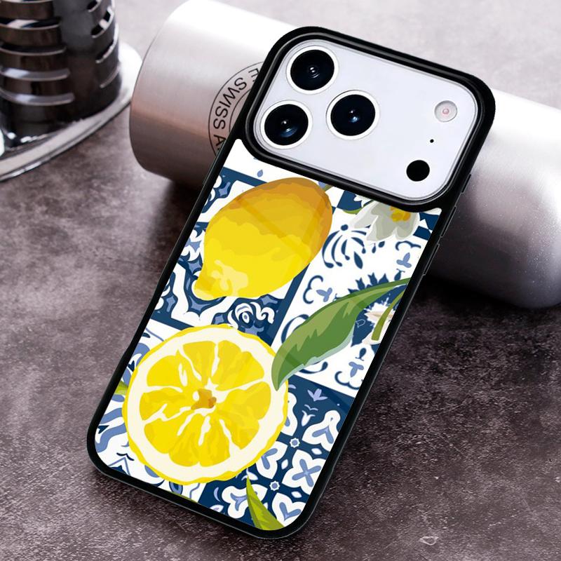 Mediterranean Lemon Phone Case for iPhone 17 16 15 Pro Max Air 14 13 12 11 Plus Shockproof Capa Cover