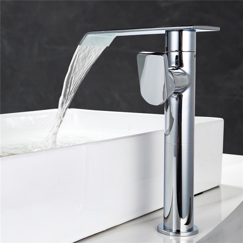 Brushed Gold 360 Rotating Bathroom Faucet Brass Basin Faucet Black Waterfall Tap Wash basin Faucet Hot & Cold Lavotory Faucet