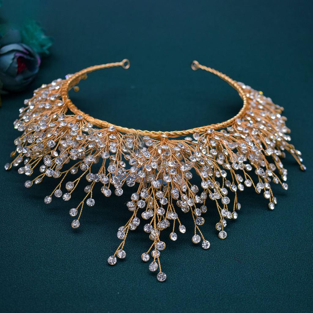 Brautkrone, Verschlüsselte Strass Handgefertigte Krone, Stirnband für Hochzeitskleid, Haarschmuck, Hochzeitsaccessoires A341