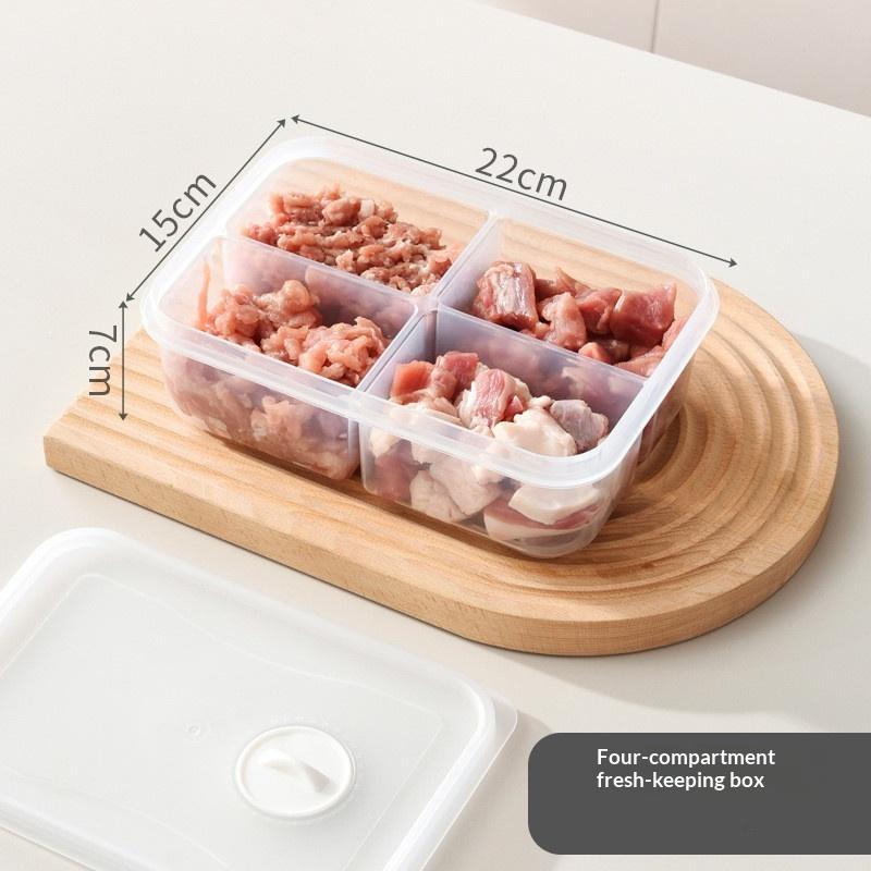 Caja Sellada de Plástico para Conservar Frescura en el Refrigerador con Tapa, 4/5 Compartimentos, Caja de Almacenamiento de Alimentos para Congelador, Contenedor de Alimentos Reutilizable para Cocina