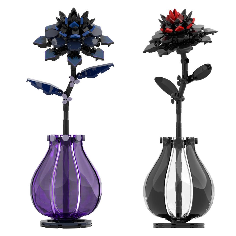 MOC Rote Dahlie Blumenbausteine Modell Dahlie Tianzhu Pfingstrosenpflanze Blumenbausteine Spielzeug Romantisches Valentinstagsgeschenk für Paare
