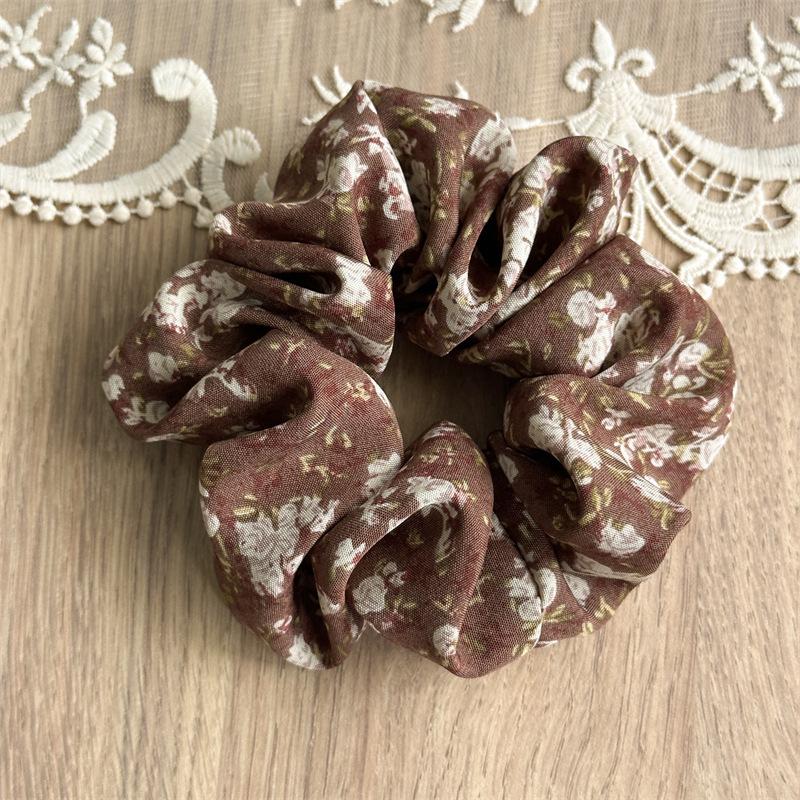 French Retro Floral Ponytail Holders For Women Aesthetic Oil Painting Flower Headbands Versatile Daily Hair Elastic