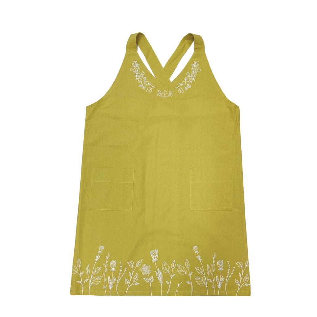 Apron Home Dress Apron Yellow Olive 60 X 93 Cm [Maruwa Boeki] 4009456-02 Size Approx.