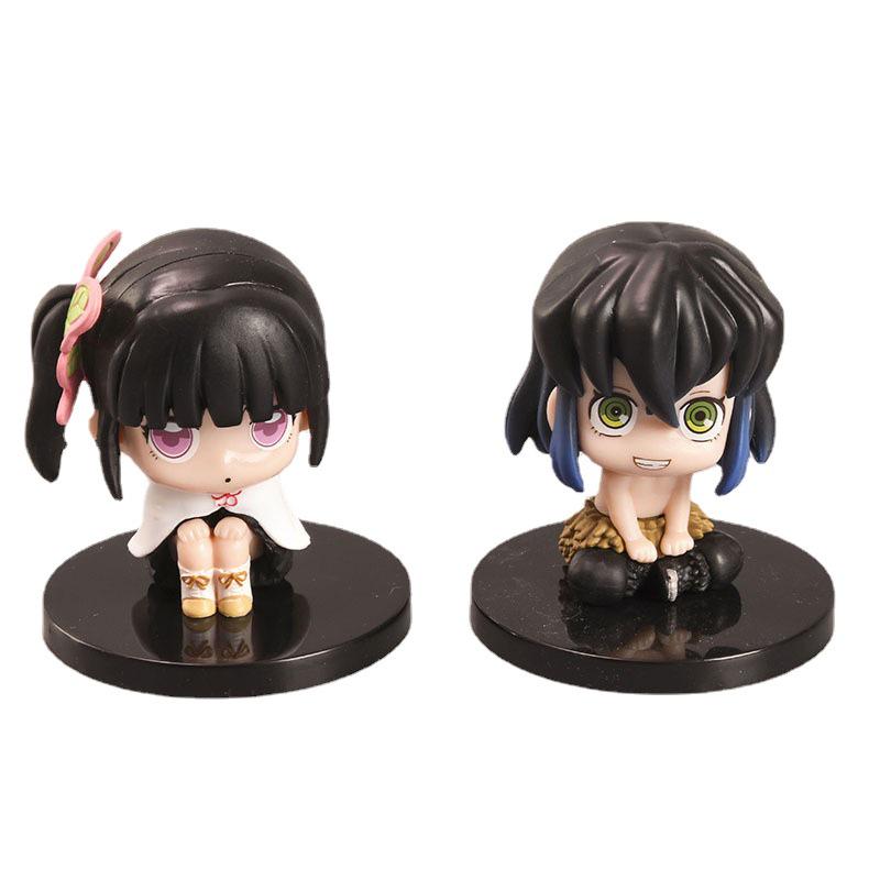 Demon Slayer Sitting Figures: Tanjiro, Nezuko, Kyojuro, Kanao, Zenitsu Ornaments (Set of 6)