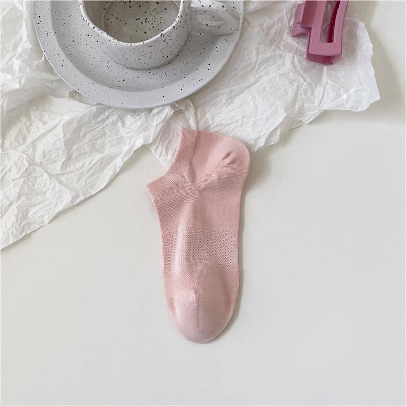 Vintage Socks Women'S Thin Mesh Women'S Socks Boneless Macaron Color Boat Socks Anti-Ball Cotton Socks