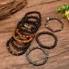 TEMU New 10-piece Set of Coconut Shell Wood Beads Beaded Elastic Line Men's Bracelet Bracelet Bracelet