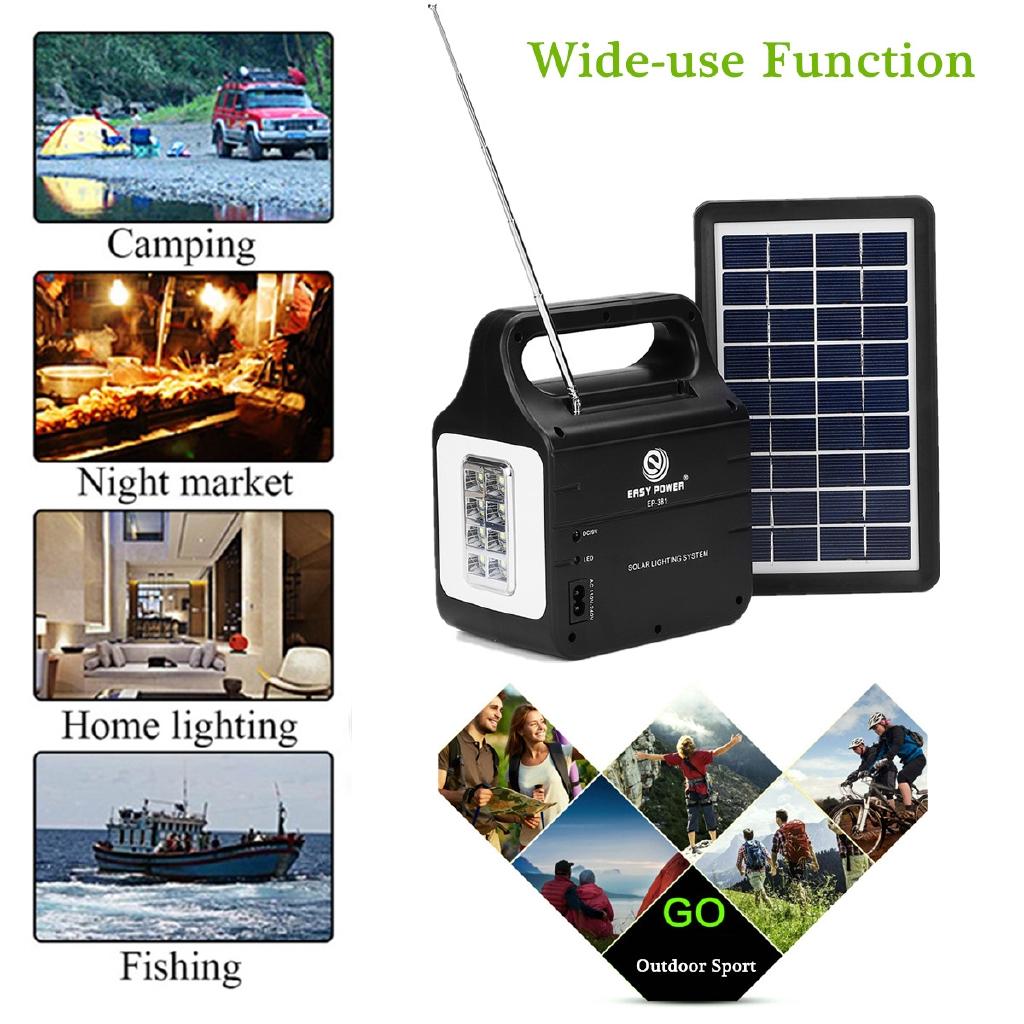25W Solar Generator With Solar Power Panel 2xLED Bulb Solar-charging FM Support Stereo Speaker Multi-functional Generators