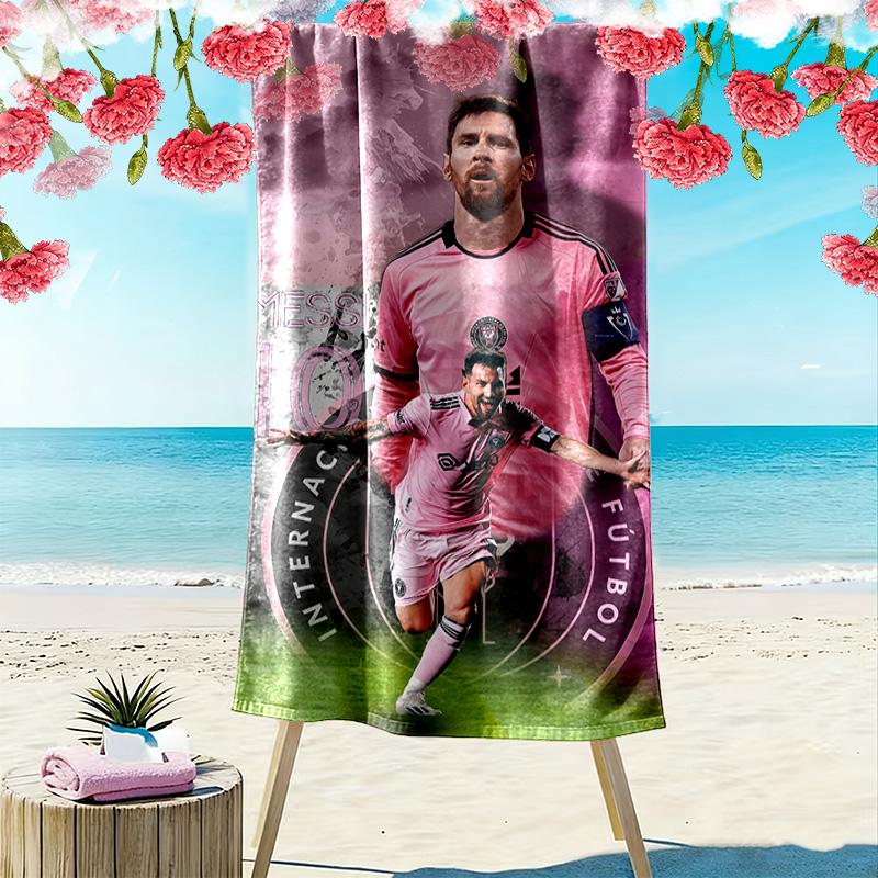 Asciugamano da Spiaggia con Stampa di Lionel Messi, Asciugamano Grande Morbido ad Asciugatura Rapida per Spiaggia Campeggio Nuoto