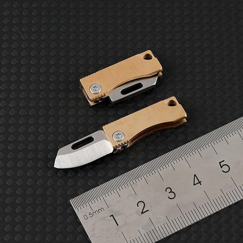 Brass MINI Folding Knife Portable Unboxing Small 7Cr Steel Blade Keychain CS GO Hanging Outdoor Camping EDC Knife