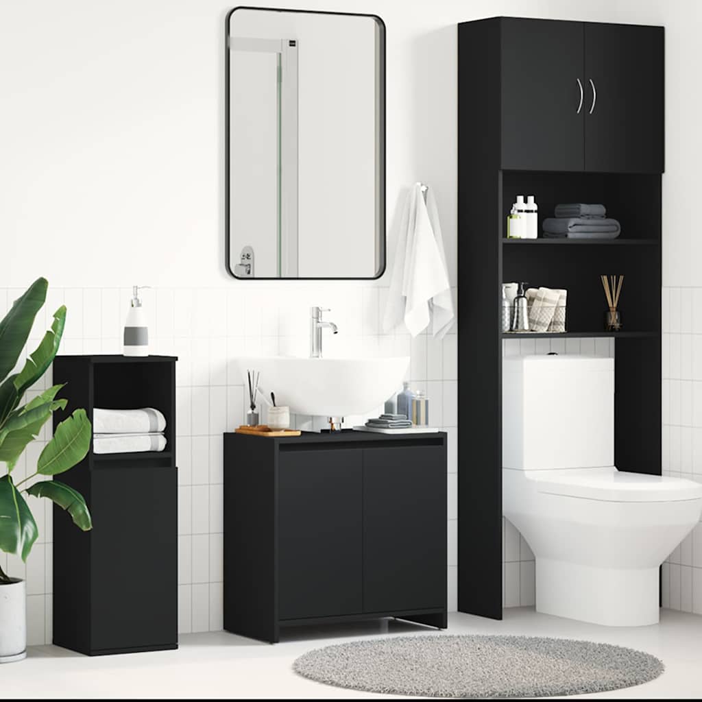 vidaXL Badezimmerschrank Schwarz 60x33x60 cm Holzwerkstoff schwarz