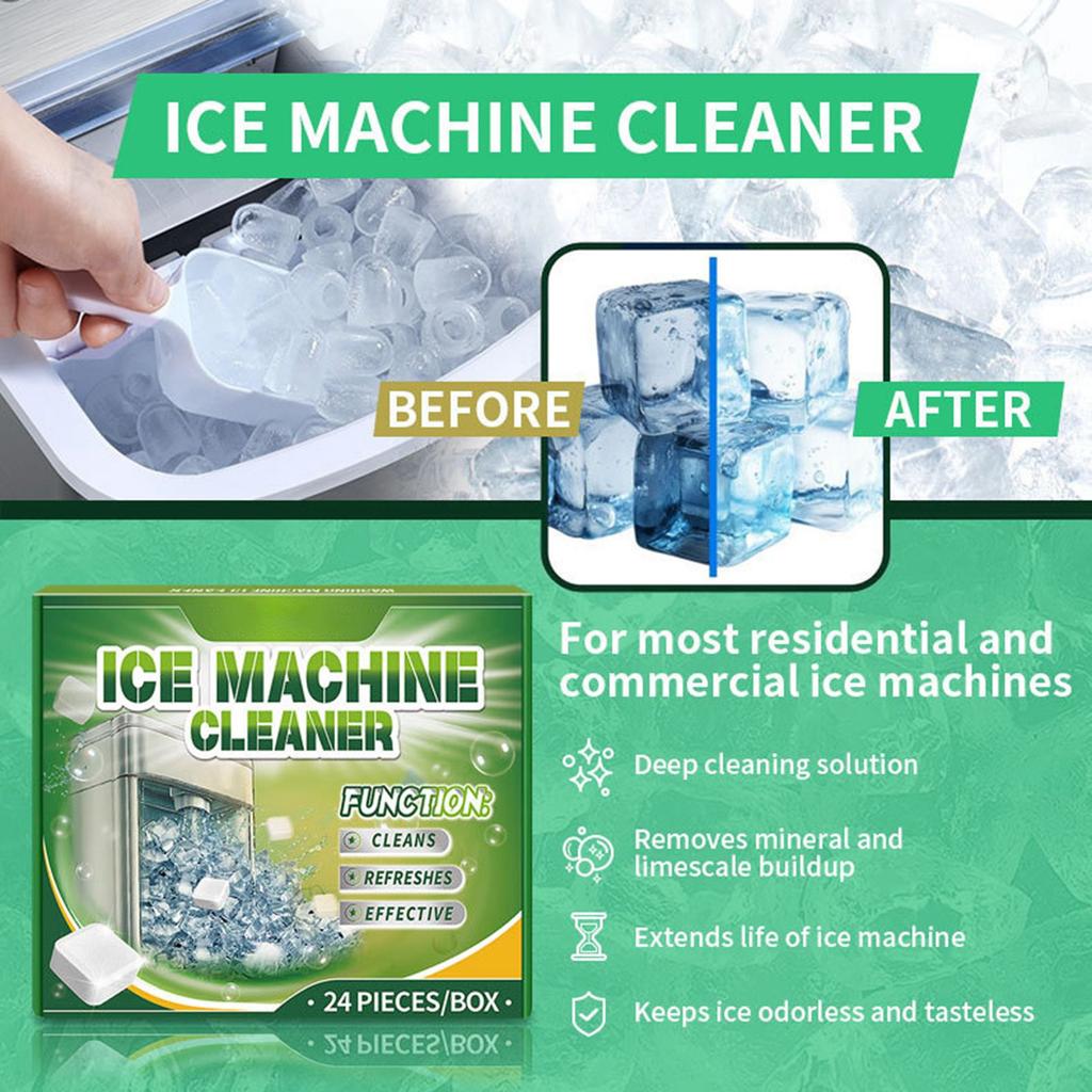 Środek do czyszczenia kostkarki do lodu - 24 tabletki czyszczące kompatybilne z Opal, bezpieczny odkamieniacz do blatu