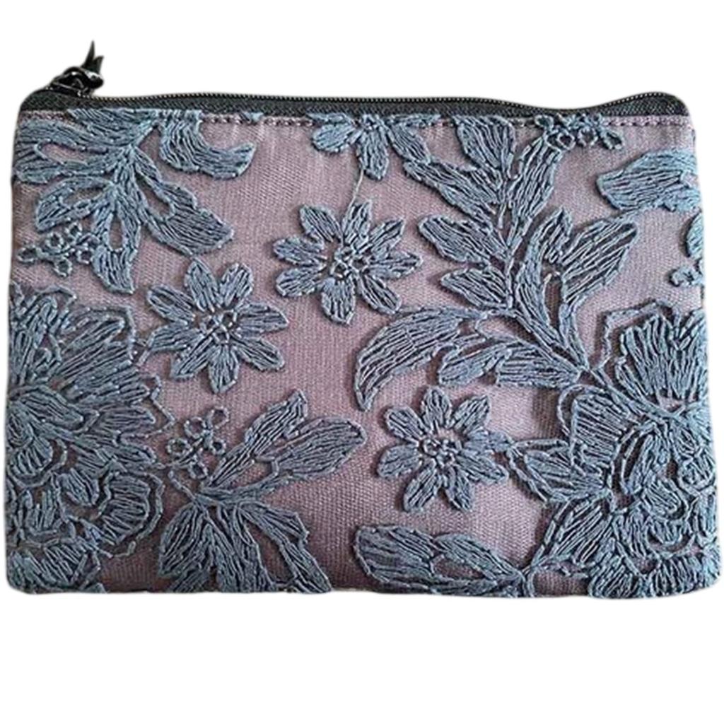 Vivienne Westwood Flache Tasche 12 x 18cm Blaue Spitze Stickerei Zubehörtasche WK5225A1