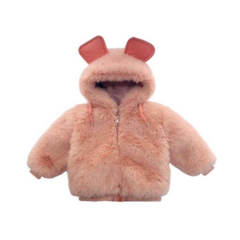 

Бархатное хлопковое пальто из искусственного меха для девочек, утепленная верхняя одежда, куртки с капюшоном 130