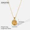 Youthway Stainless Steel Coin Pendant Necklace Autumn/Winter Metal Texture Pendant Waterproof Women's Jewelry